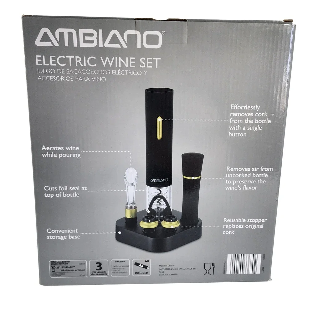 Electric Wine Automatic Opener Set Gift Aerator Foil Cutter Preserver Corkscrew